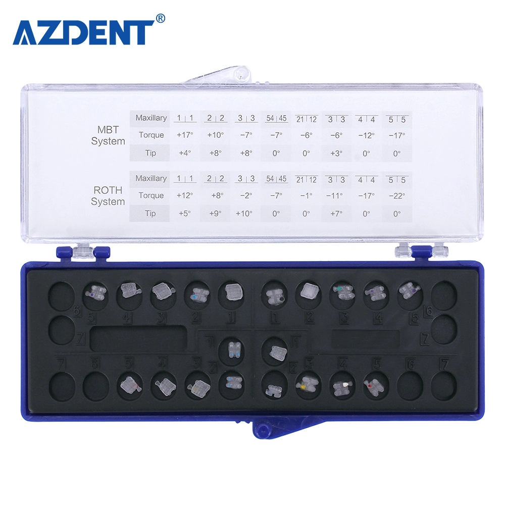 2022 Azdent Dental Widely Used Roth 022 5*5 345hooks Orthodontic Ceramic Bracket