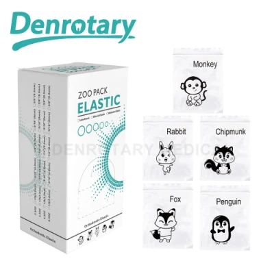 Denrotary suportes ortodônticos elásticos dentes cintas ligadura gravata animal zoológico pacote faixas de borracha dental